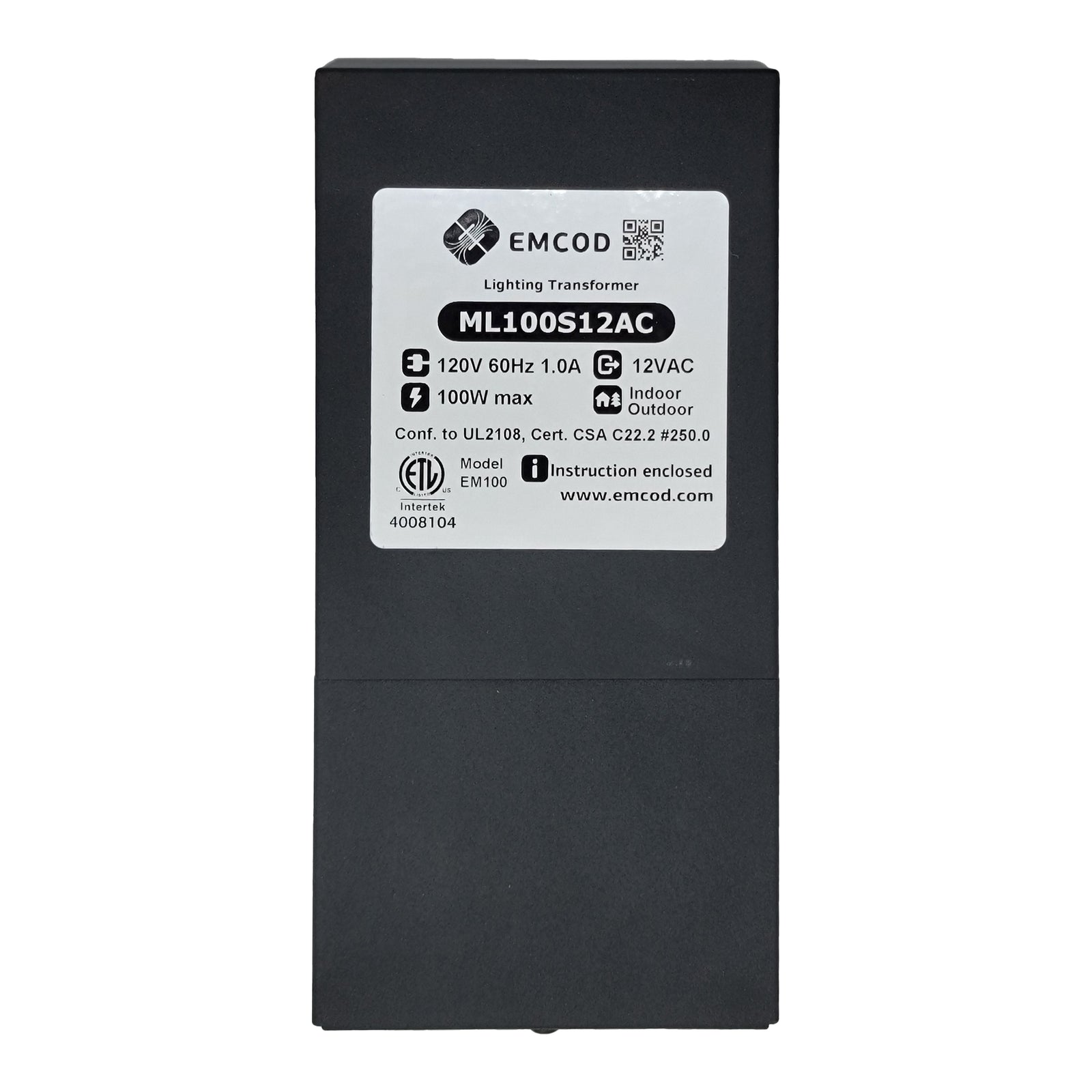 Pool Transformer 12VAC 100W ML100S12AC PX100 from Emcod