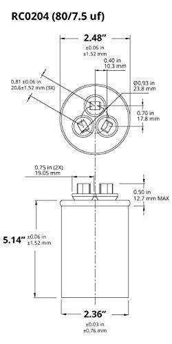 Capacitor Dual Run Round 80/7.5 uf MFD 440 Volt VAC 27L801 27L801BZ3 Electronics > Circuit Boards & Components > Passive Circuit Components > Capacitors Universal 